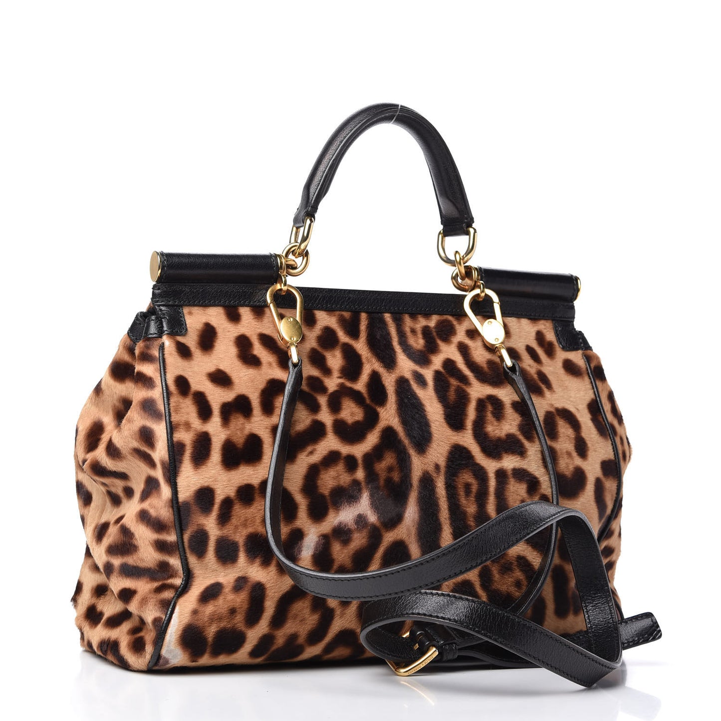 Calf Hair Leopard Print Large Miss Sicily Satchel Naturale