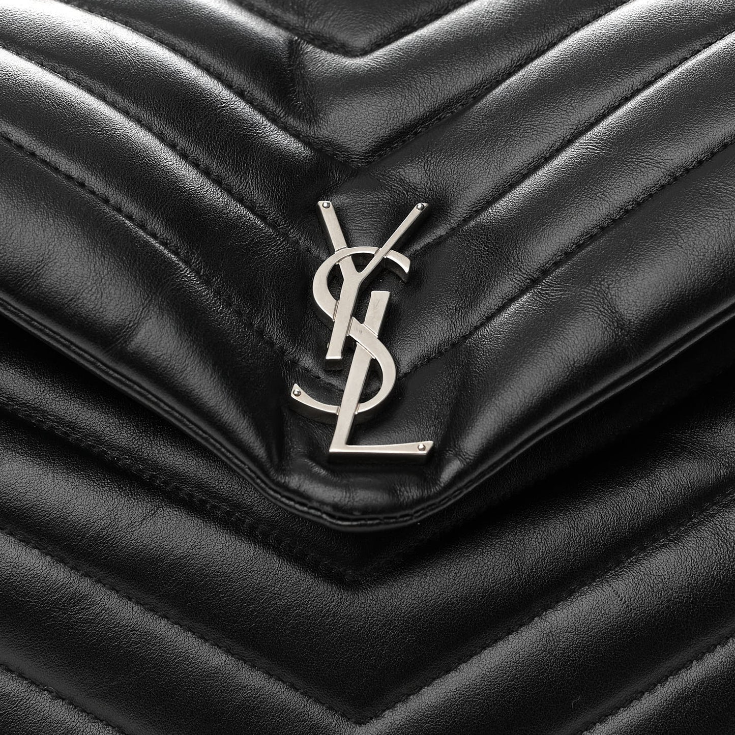 Calfskin Y Quilted Monogram Medium Loulou Backpack Black