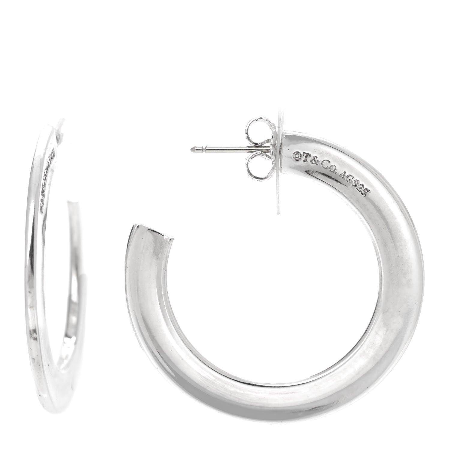 Tiffany Sterling Silver 1837 Flat Hoop Earrings 1 of 5