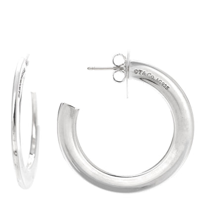 Tiffany Sterling Silver 1837 Flat Hoop Earrings 1 of 5