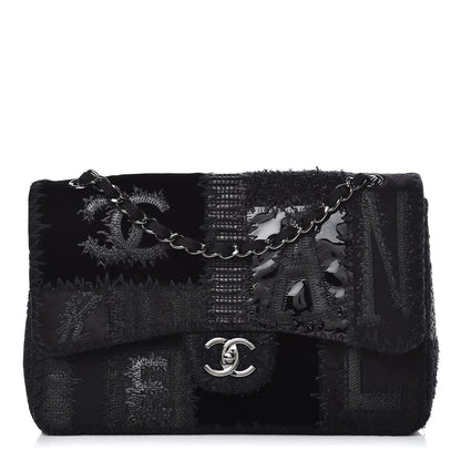 Chanel Tweed Patchwork Jumbo Single Flap Black 1 of 11