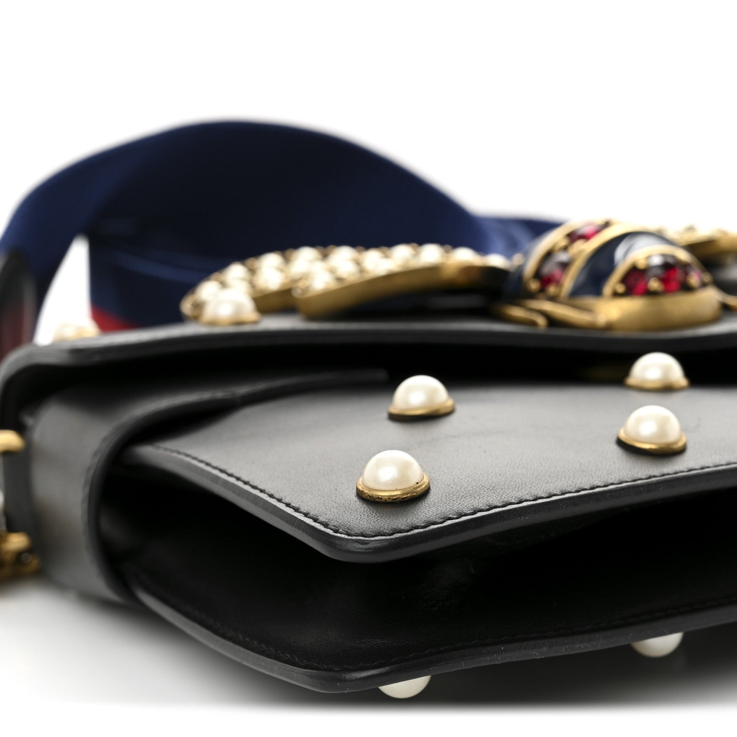 Gucci Nappa Pearl Studded Mini Queen Margaret Broadway Shoulder Bag Black 9 of 10