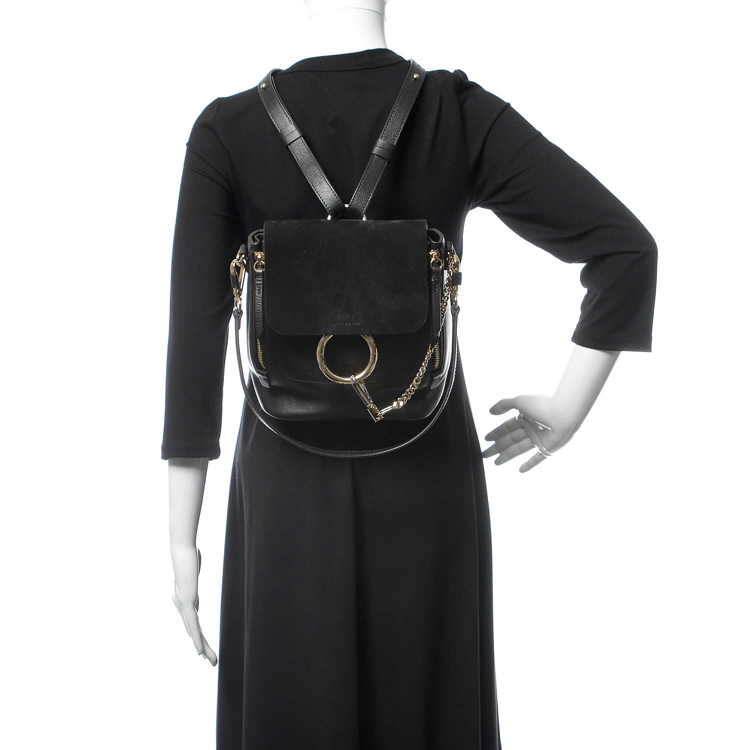 Chloe Suede Calfskin Small Faye Backpack Black 2 of 14