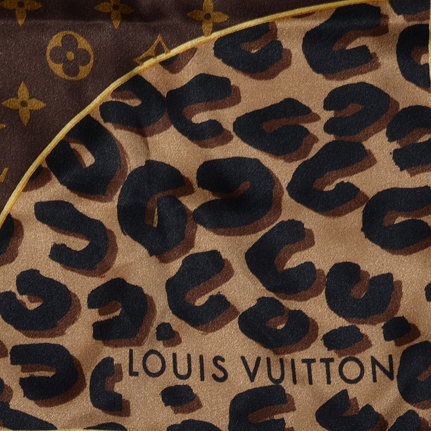 Silk Leopard and Monogram Square Scarf