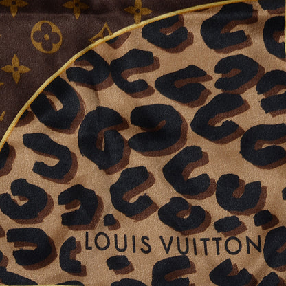 Louis Vuitton Silk Leopard and Monogram Square Scarf 3 of 5