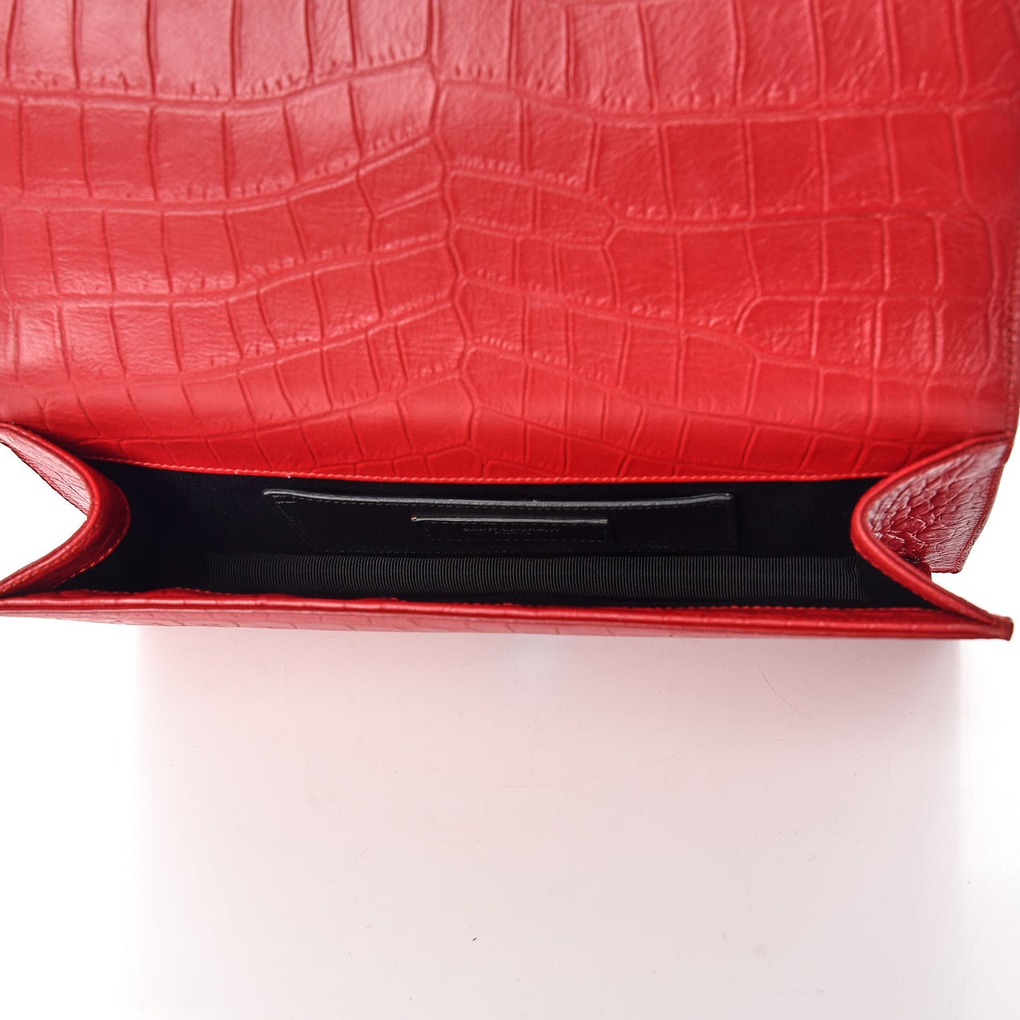 Calfskin Crocodile Embossed Classic Kate Monogram Clutch Red