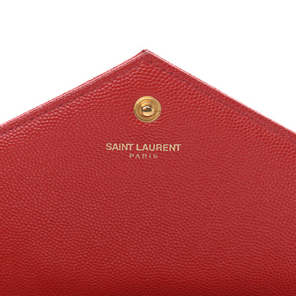 Saint Laurent Grain De Poudre Matelasse Chevron Monogram Chain Wallet Red 6 of 12