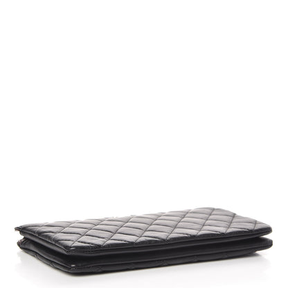 Chanel Lambskin Quilted Large Zipped Clutch Black 4 of 9
