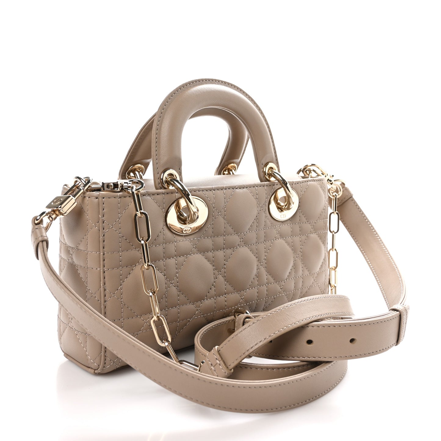 Lambskin Cannage Small Lady D-Joy Powder Beige