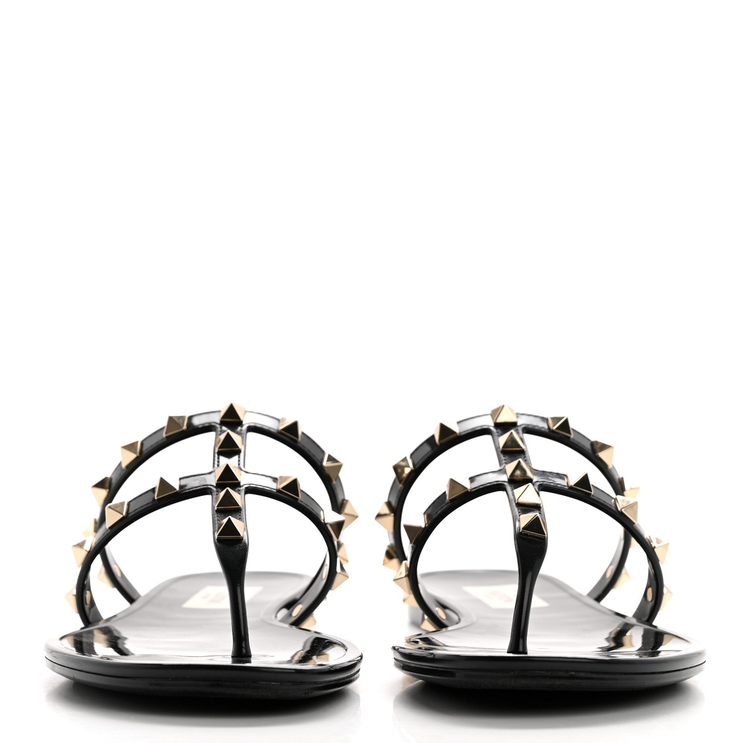 Valentino Garavani PVC Jelly Rockstud Caged Flat Thong Sandals 38 Black 2 of 8
