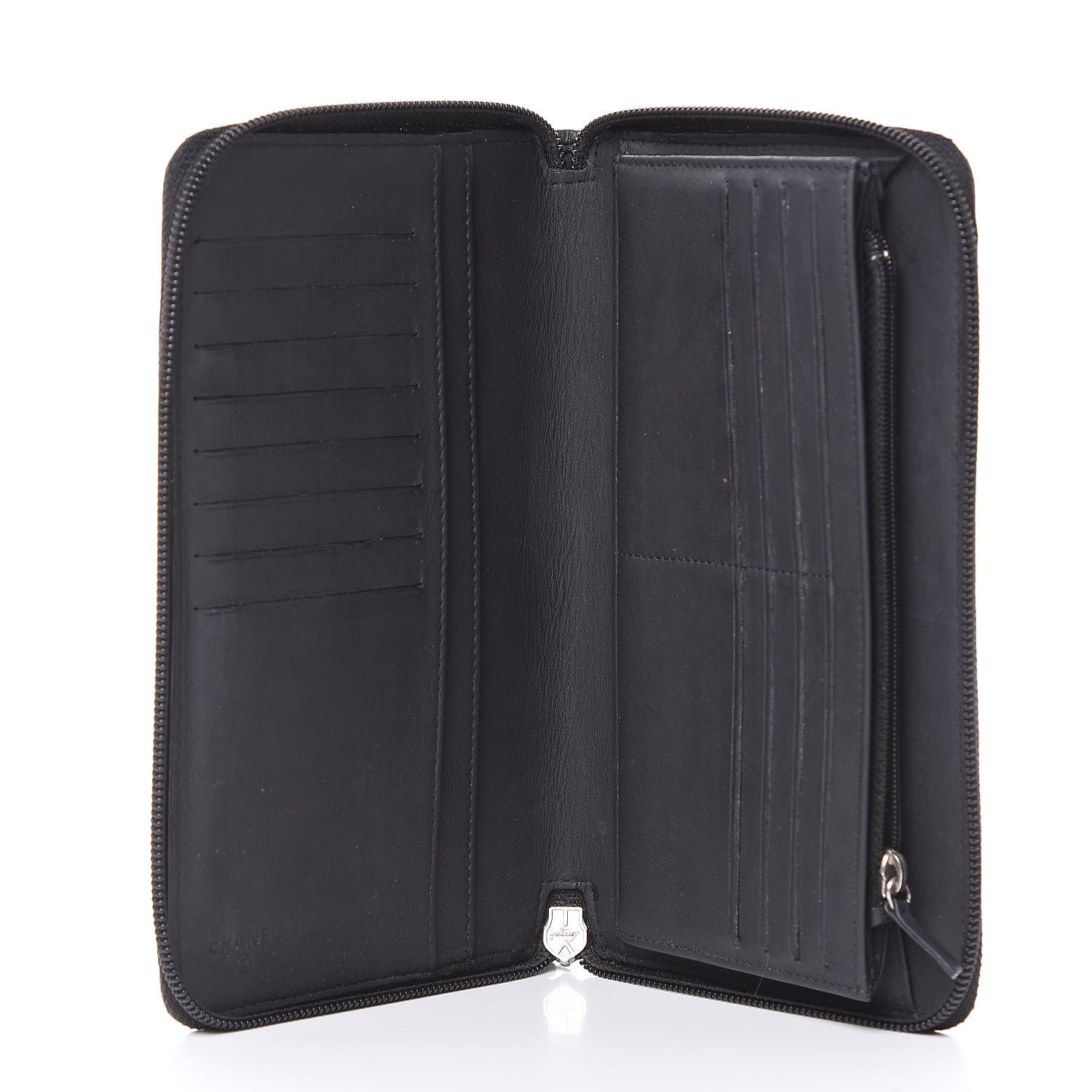 Chanel Calfskin Quilted Large Zip Around Organizer Wallet Black 5 of 14