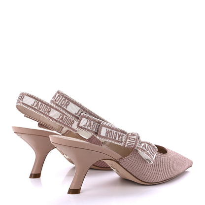 Christian Dior Laminated Cotton Ribbon Embroidered J'Adior Slingback 65mm Pumps 37.5 Rose Des Ve 4 of 8