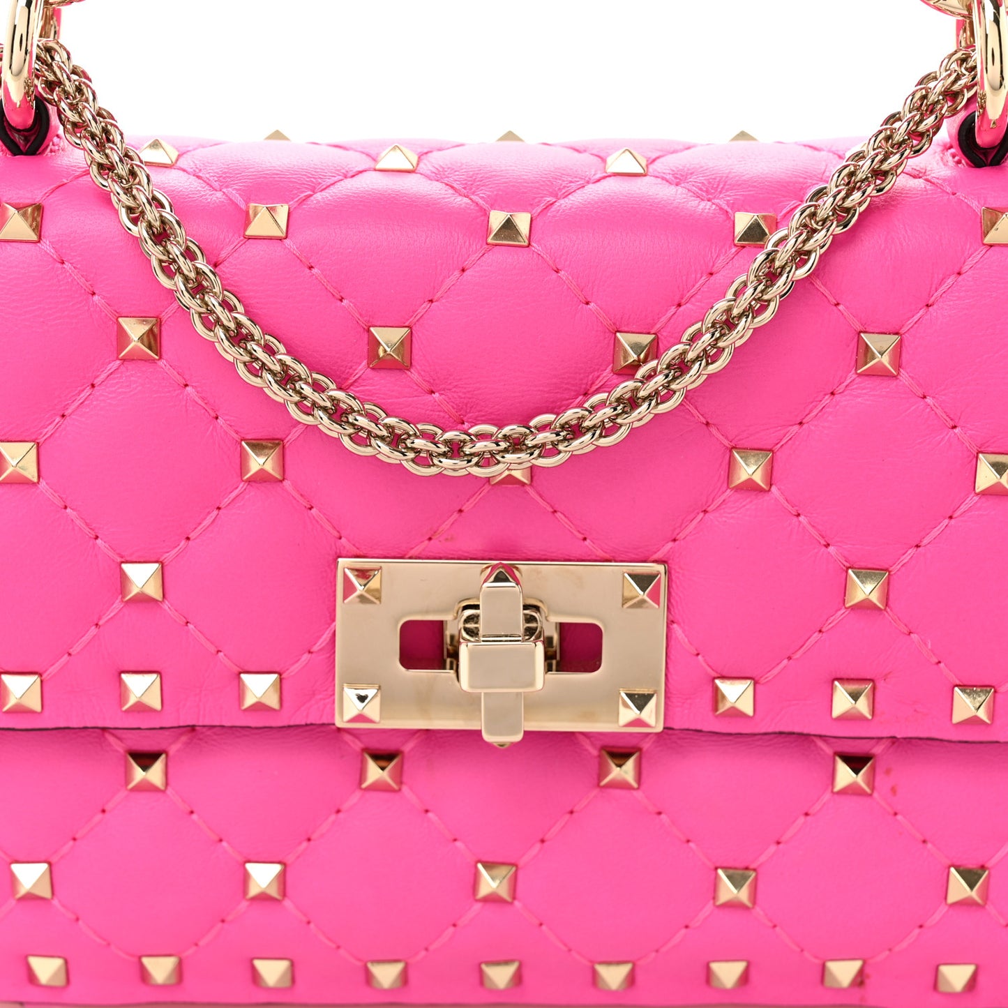 Nappa Small Rockstud Spike Shoulder Bag Shadow Pink