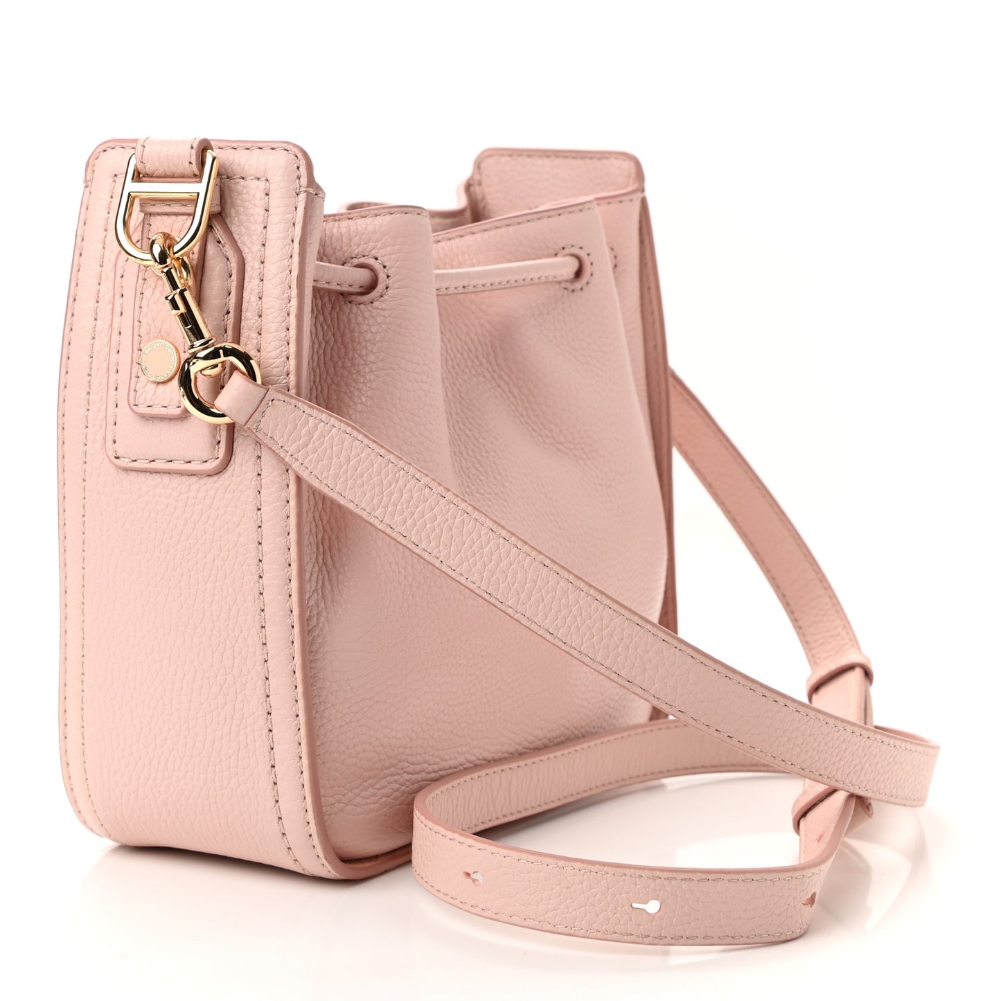 Grained Calfskin Mini Bucket Bag Peach Whip