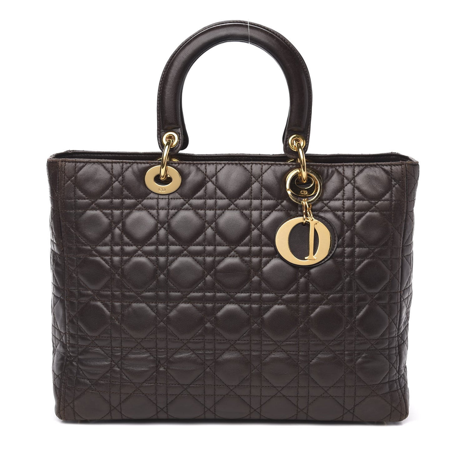 Lambskin Cannage Large Lady Dior Dark Brown