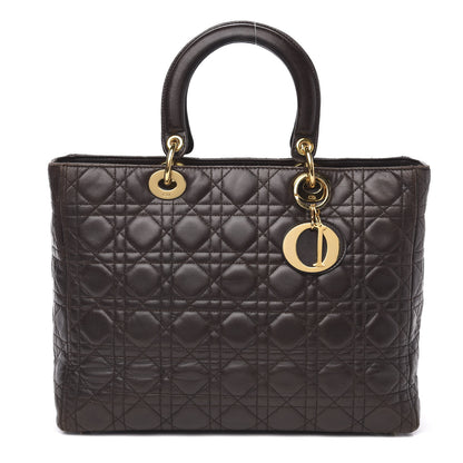 Christian Dior Lambskin Cannage Large Lady Dior Dark Brown 1 of 12