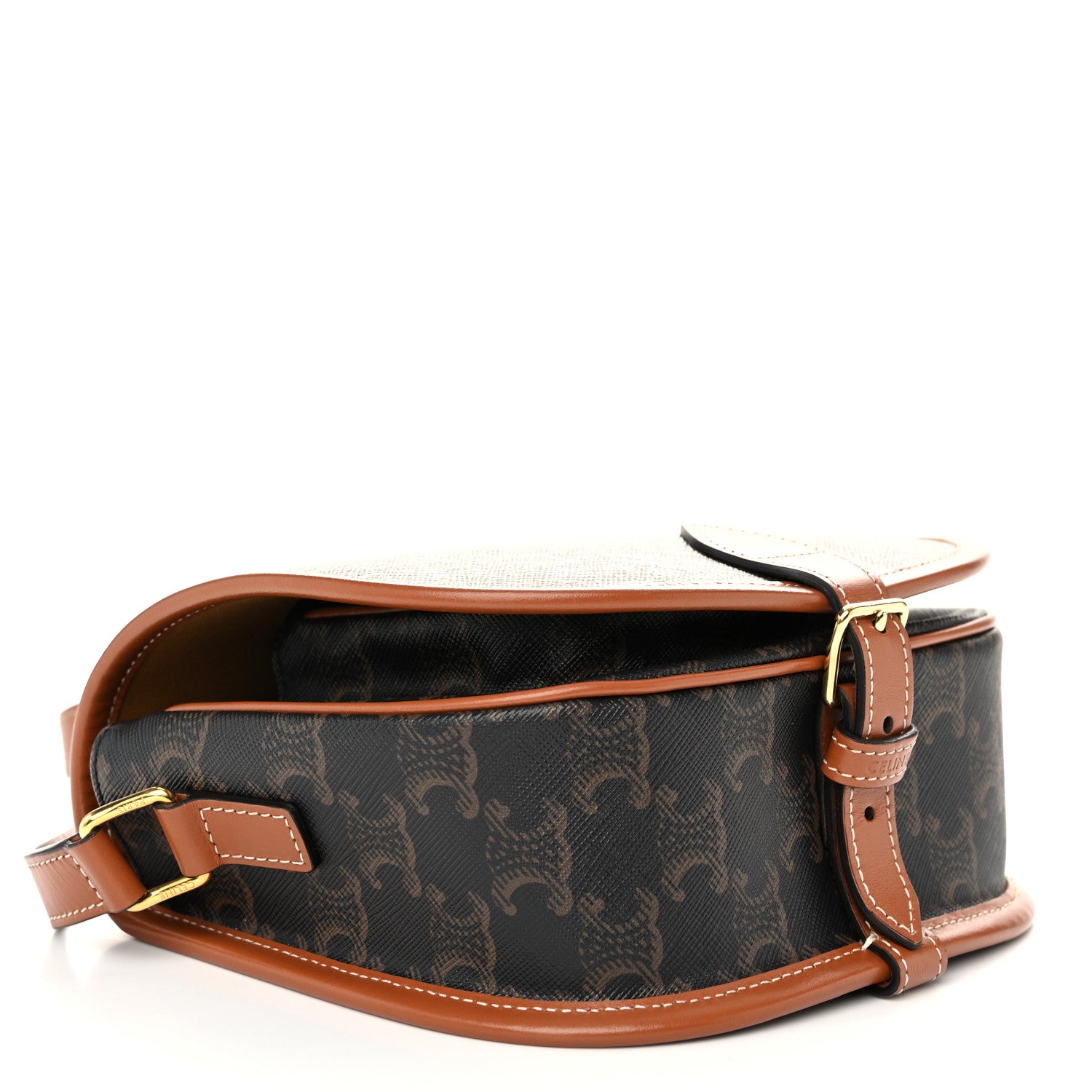 Celine Triomphe Canvas Medium Folco Bag Tan 4 of 9