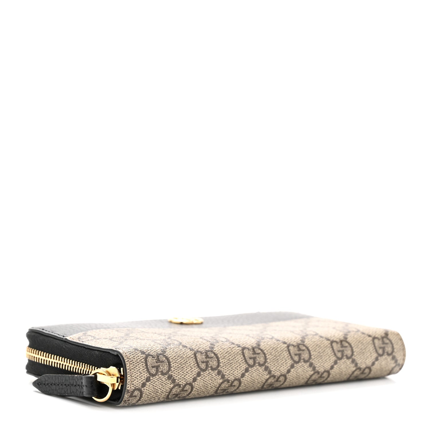 Gucci Dollar Calfskin GG Supreme Monogram GG Marmont Zip Around Wallet Black Beige Ebony 4 of 9