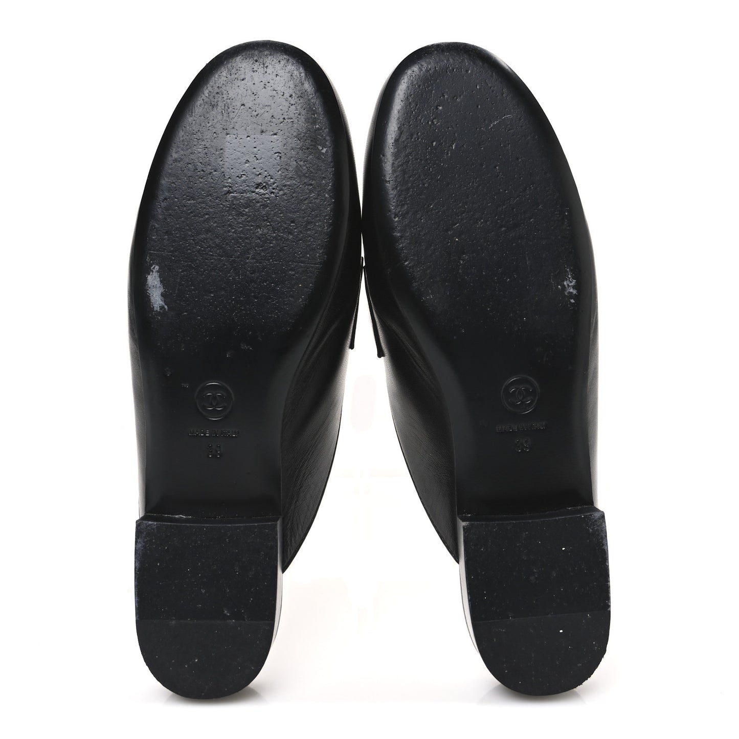 Lambskin Chain Braided CC Mules 39 Black