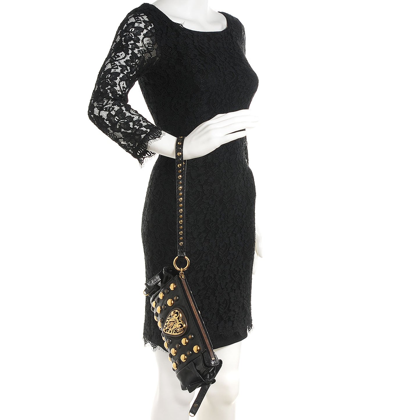 Calfskin Studded Babouska Clutch Black