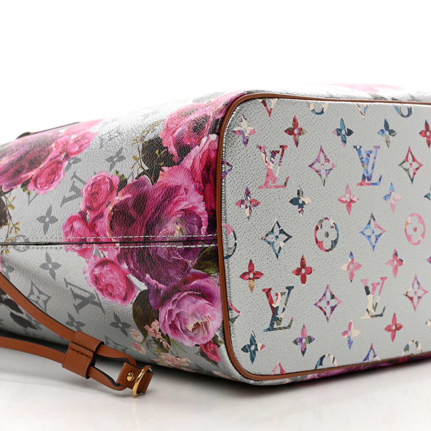 Metallic Monogram LV Garden Neverfull MM Silver