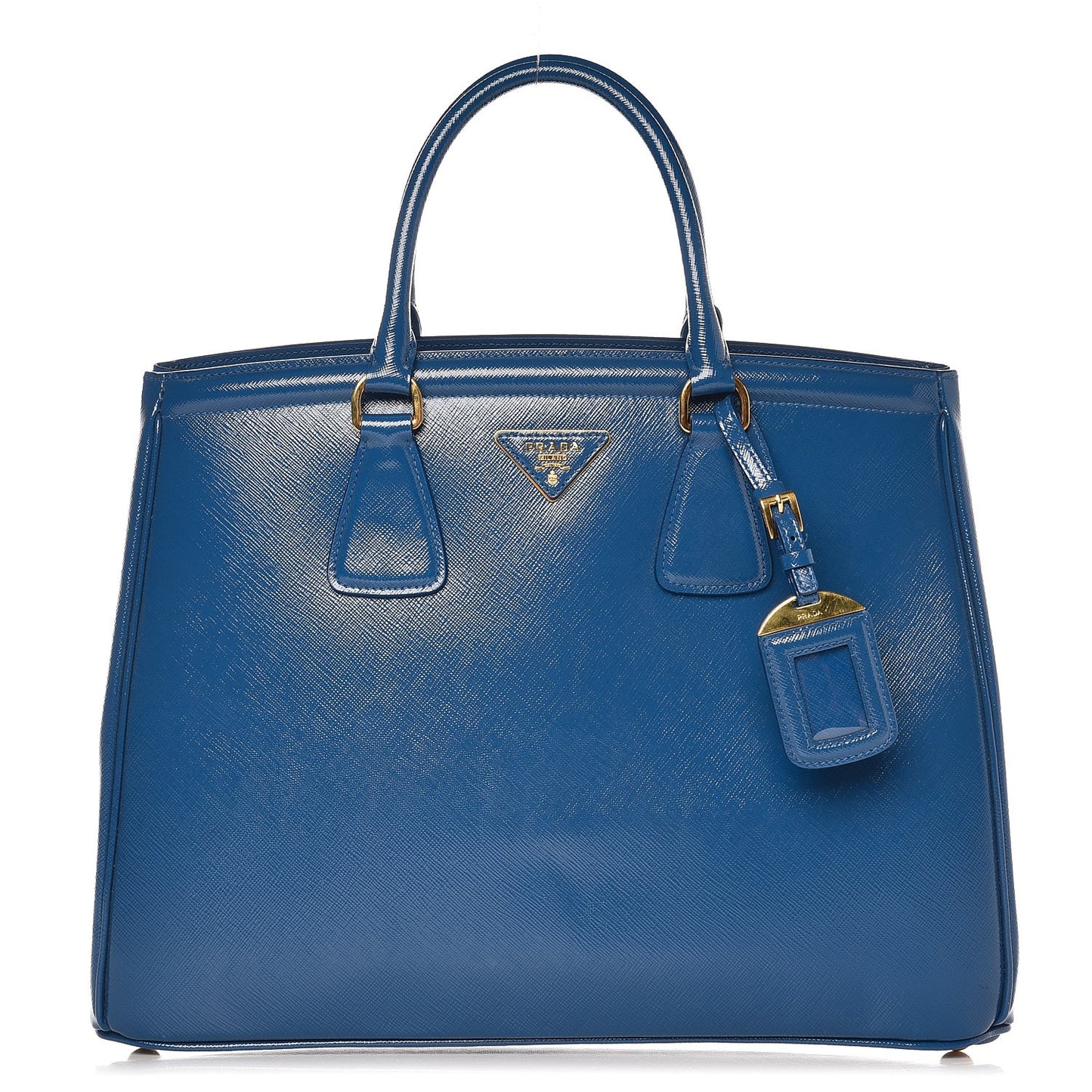 Saffiano Vernice Shopping Tote Azzurro