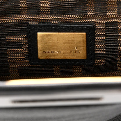 Fendi Goatskin Zucca Large Peekaboo Iconic Satchel Black Tobacco 7 of 11
