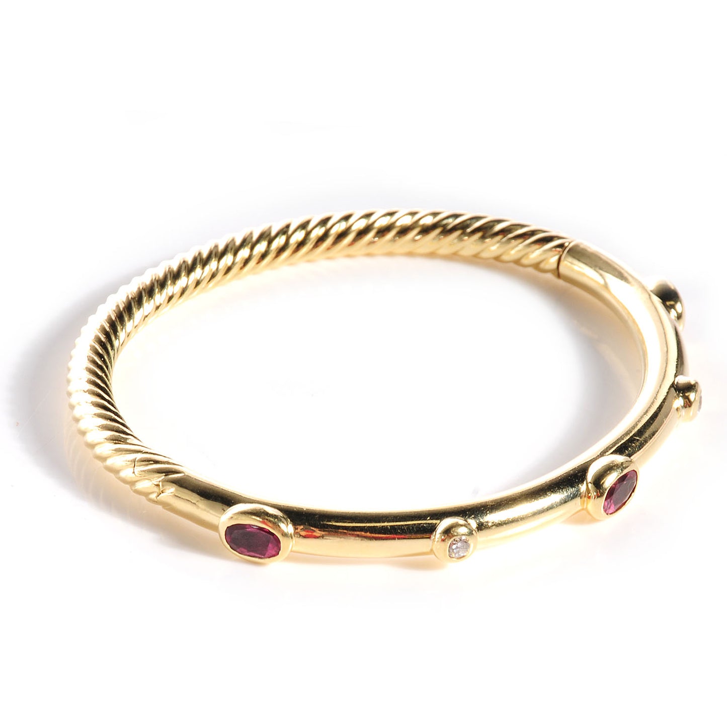 18k Yellow Gold Ruby And Diamond Bangle