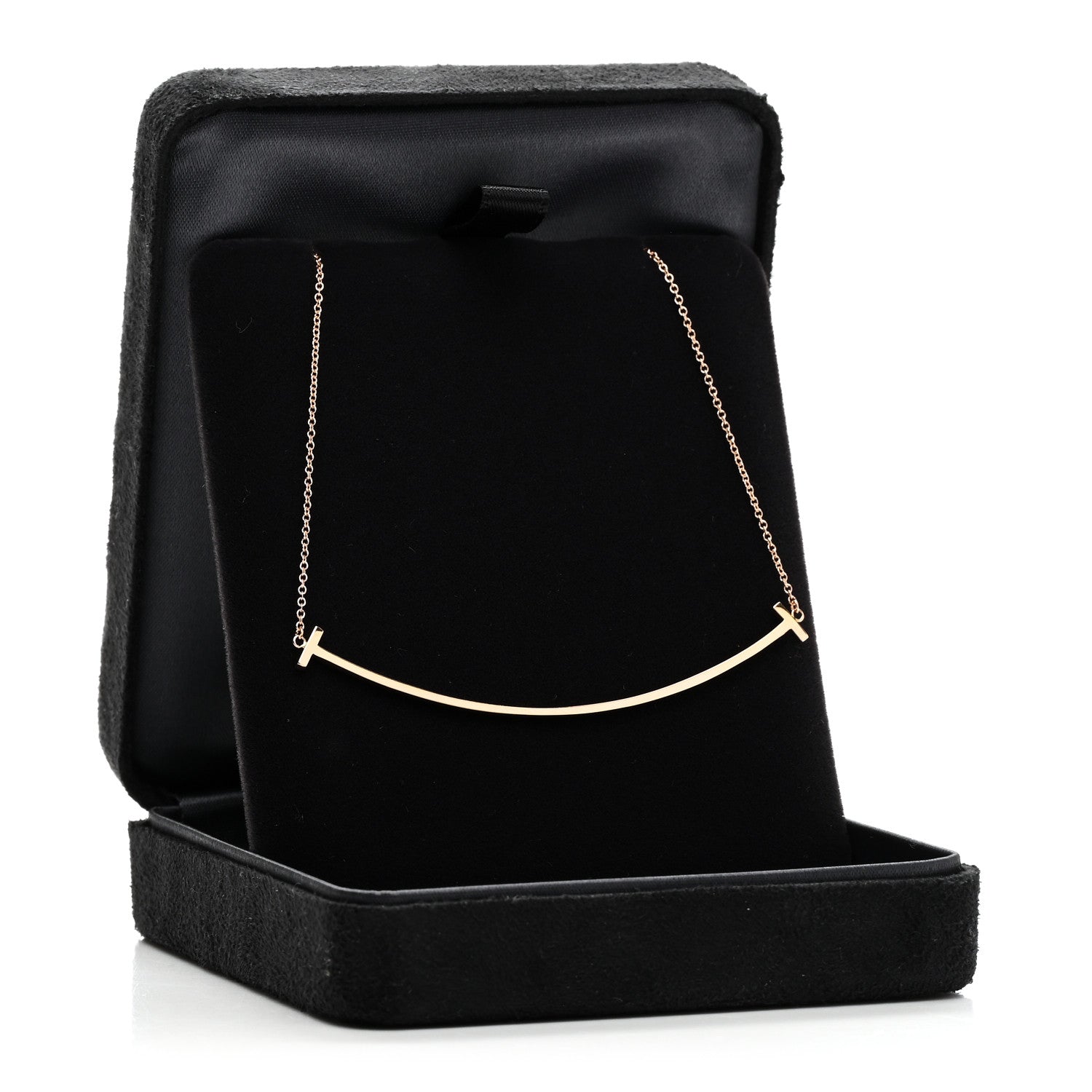 Tiffany 18K Rose Gold Large T Smile Pendant Necklace 5 of 5