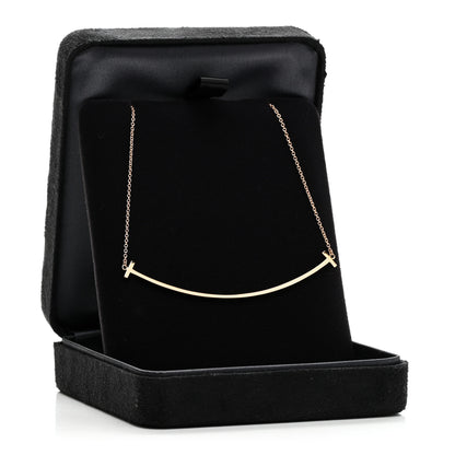 Tiffany 18K Rose Gold Large T Smile Pendant Necklace 5 of 5