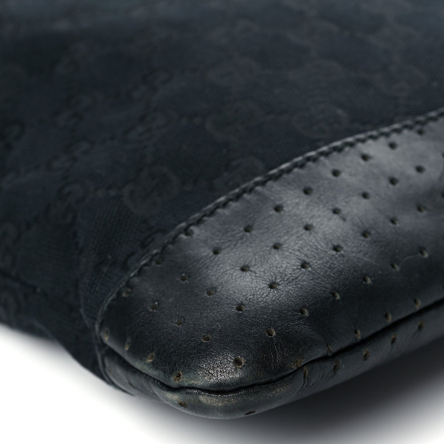 Monogram Calfskin Perforated Medium Flat Messenger Bag Black