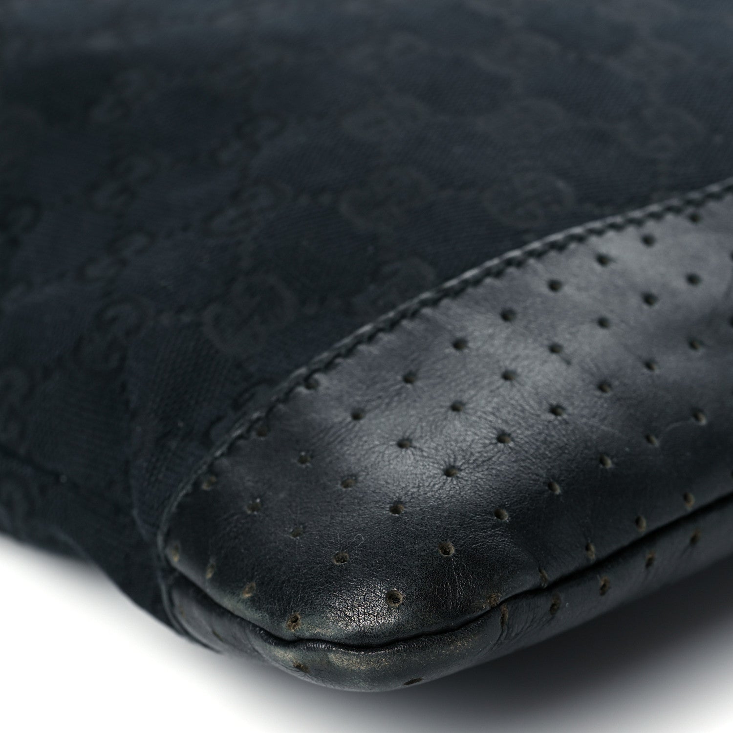 Gucci Monogram Calfskin Perforated Medium Flat Messenger Bag Black 9 of 14