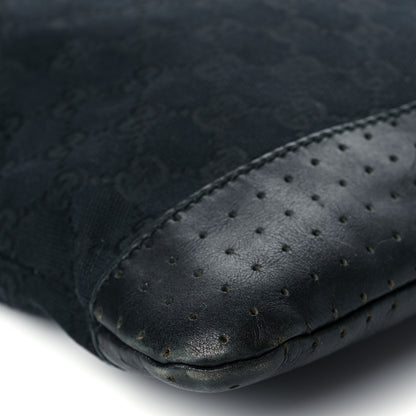 Gucci Monogram Calfskin Perforated Medium Flat Messenger Bag Black 9 of 14
