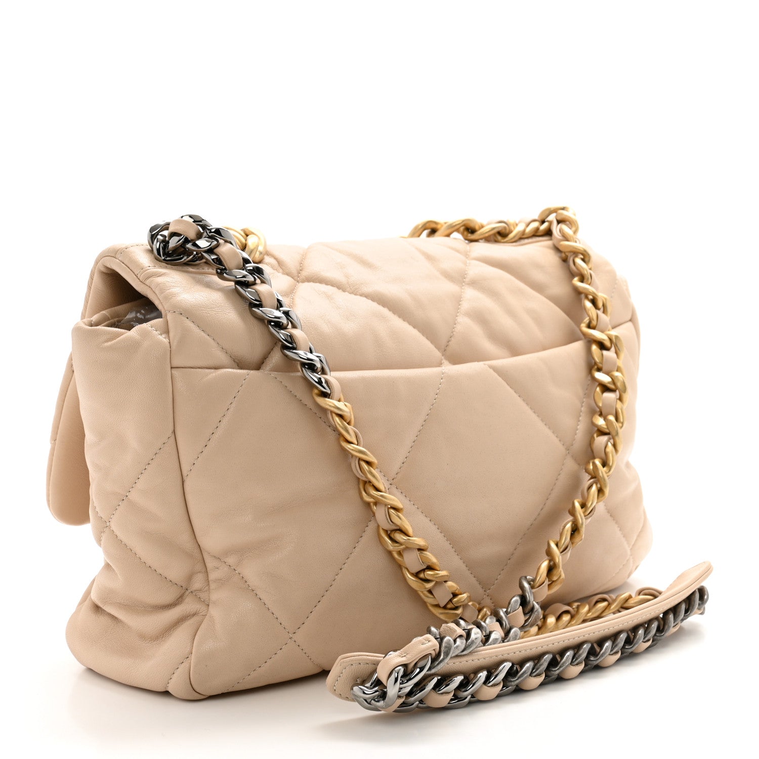 Chanel Lambskin Quilted Large Chanel 19 Flap Beige 3 of 11