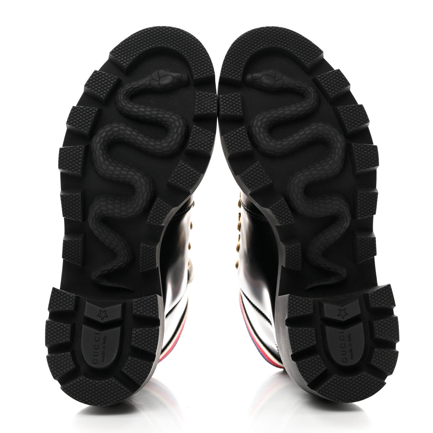 Gucci Calfskin Sylvie Web Womens Lace Up Combat Boots 36.5 Black 5 of 9