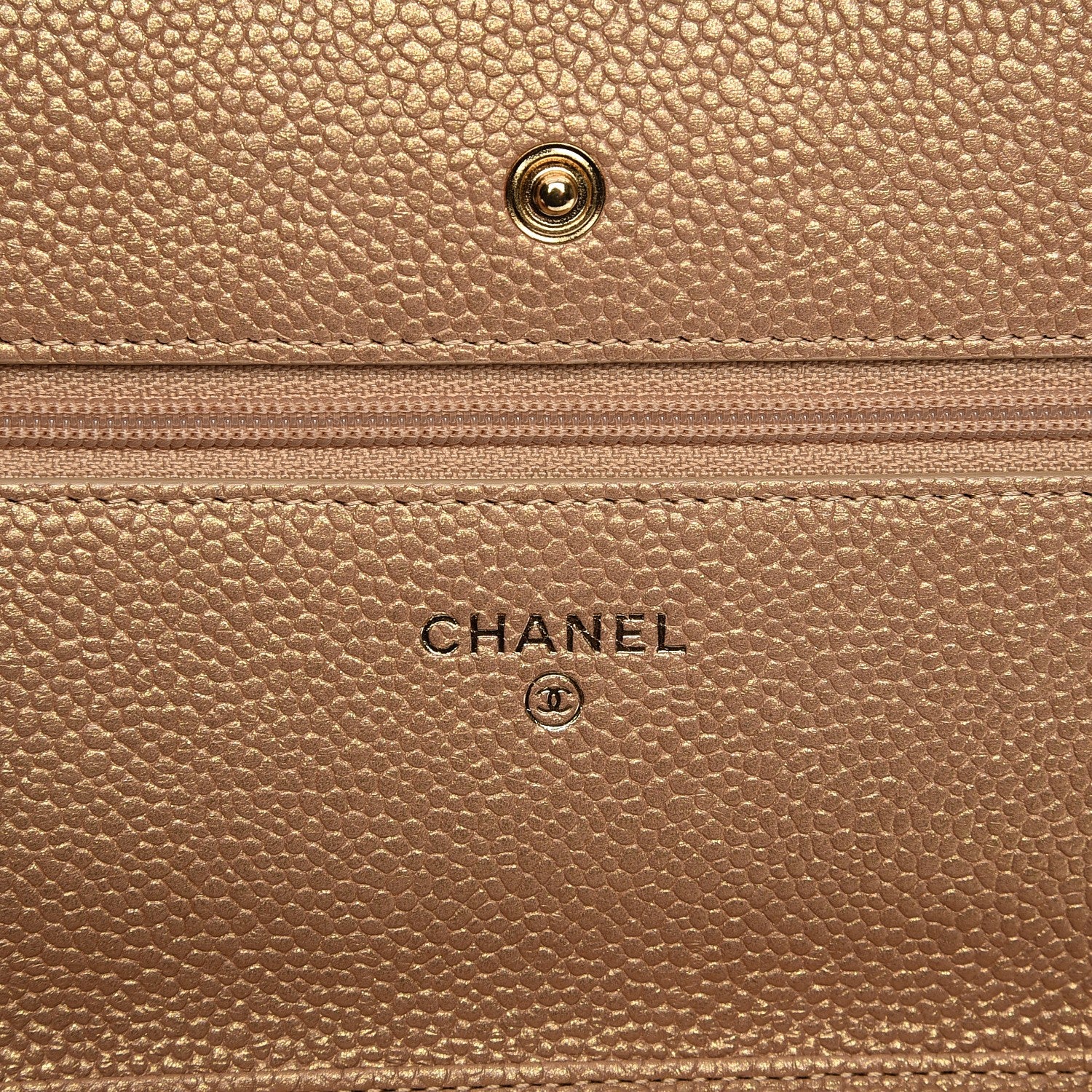 Chanel Pearly Caviar Quilted Wallet On Chain WOC Gold 6 of 9