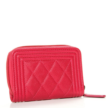Chanel Caviar Quilted Boy Zip Around Coin Purse Wallet Fuchsia 3 of 7