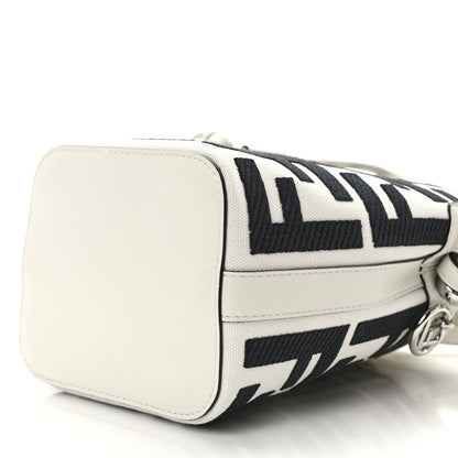 Fendi Canvas Nappa F is Fendi FF Embroidered Mini Mon Tresor Bucket Bag White Black 10 of 13