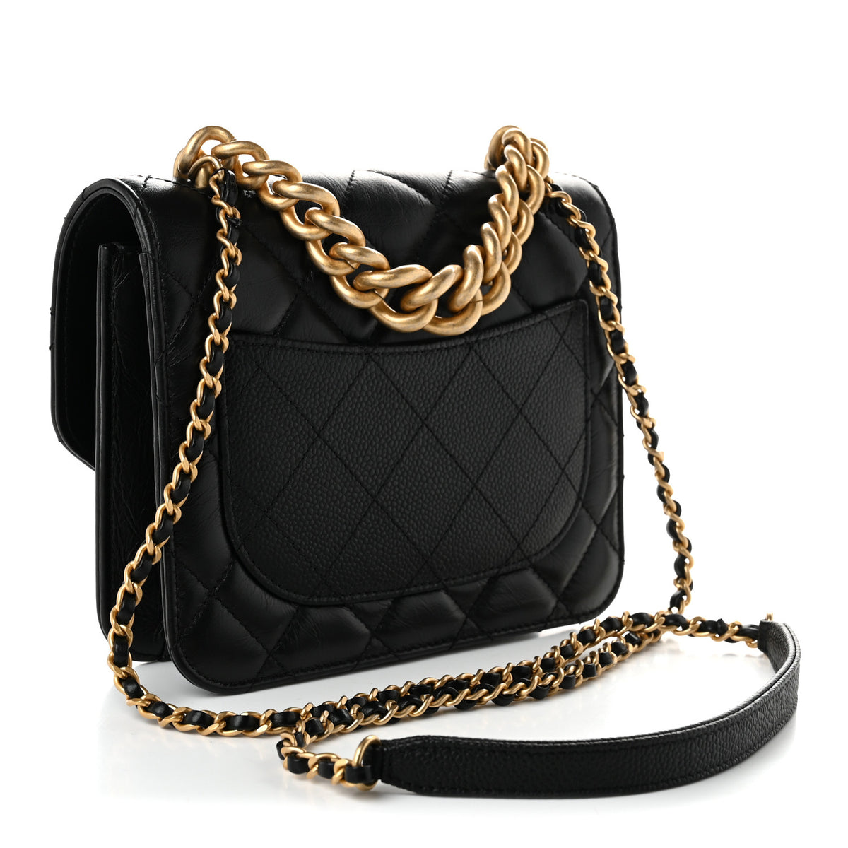 Chanel Calfskin Caviar Quilted Mini Chain Handle Flap Black 3 of 10