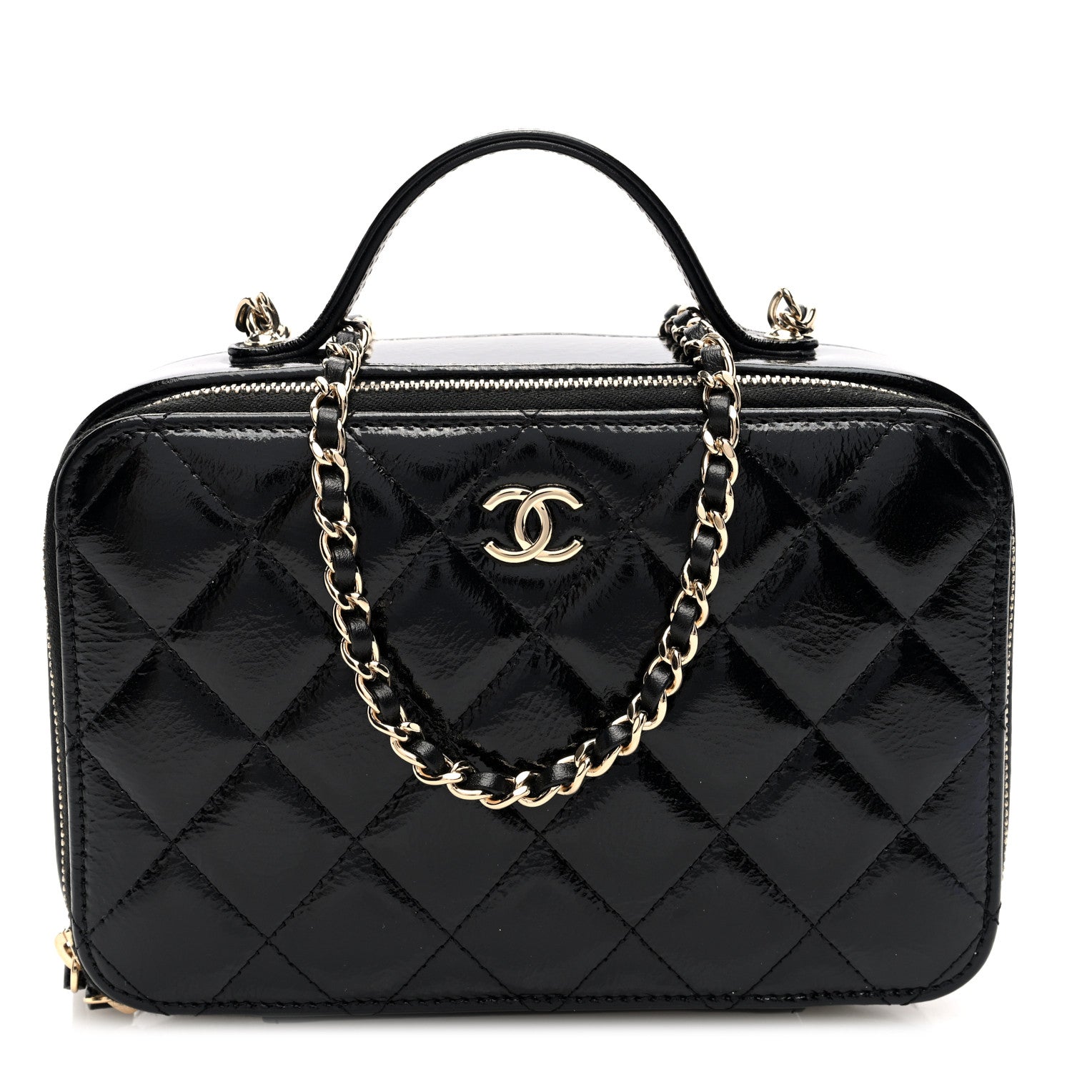 Chanel Shiny Lambskin Quilted CC Vanity Case Black 1 of 10