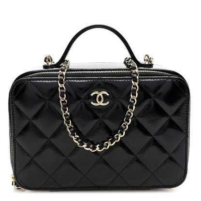 Chanel Shiny Lambskin Quilted CC Vanity Case Black 1 of 10