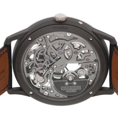 Hermes Platinum Titanium Alligator 39.5mm Slim d'Hermes Squelette Lune Automatic Watch Graphite 4 of 5