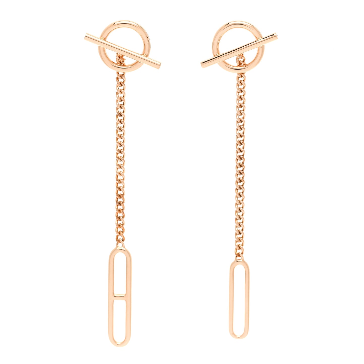 18K Rose Gold Echappee Asymmetric Earrings