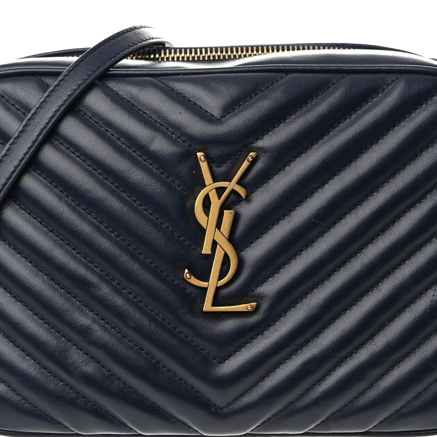 Saint Laurent Calfskin Matelasse Monogram Lou Camera Bag Deep Marine 8 of 12