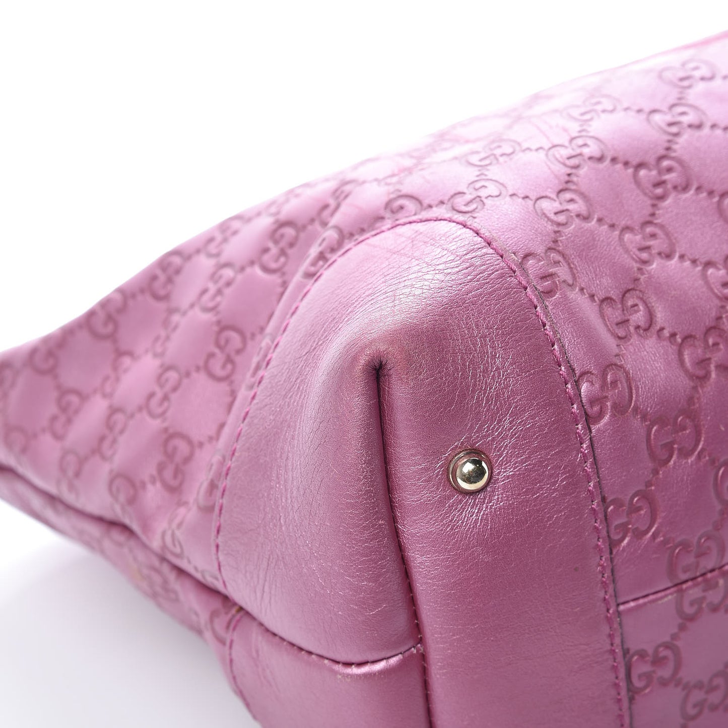 Metallic Soft Guccissima Large Heart Bit Charm Top Handle Tote Fresia Rose