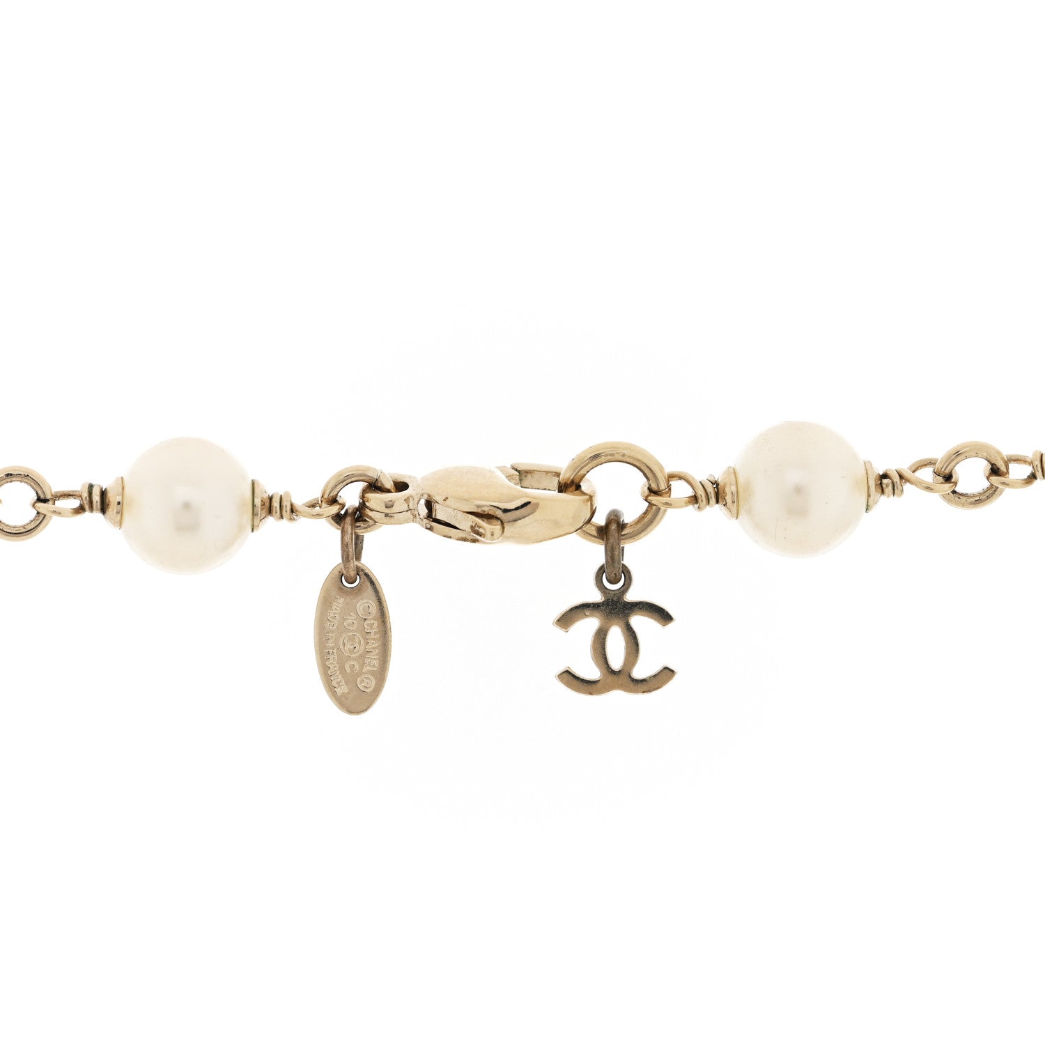 Chanel Pearl Crystal CC Nautical Long Necklace Gold Blue 4 of 5