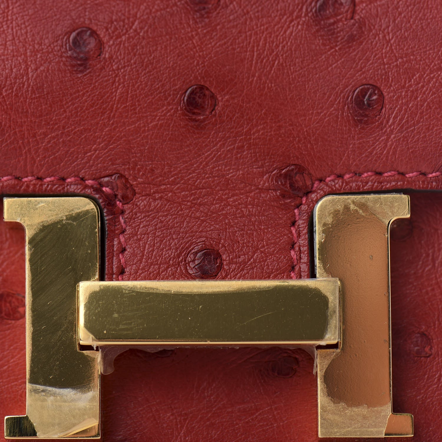 Hermes Ostrich Constance Short Wallet Rouge Vif 6 of 7