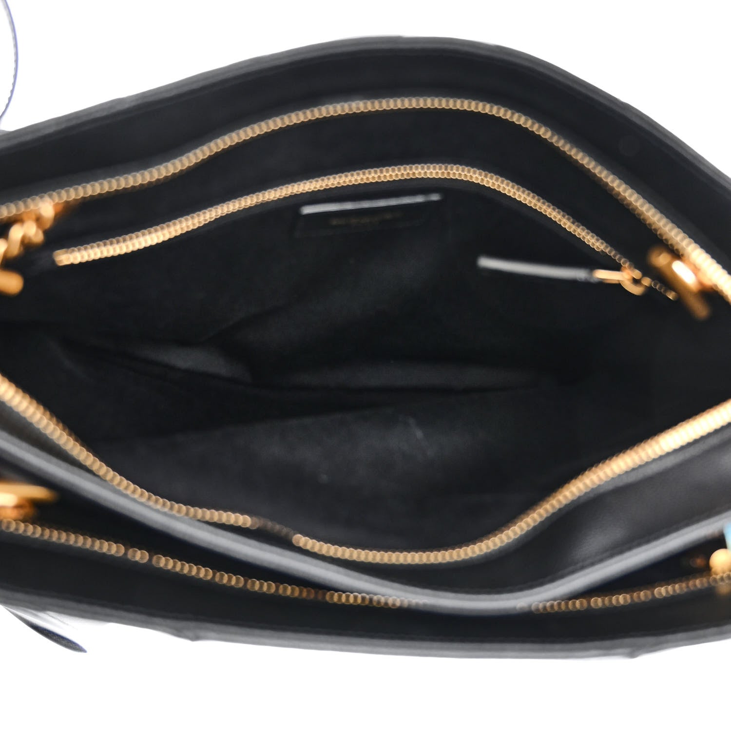 Saint Laurent Grain de Poudre Matelasse Chevron Medium Tribeca Shopping Bag Black 6 of 11