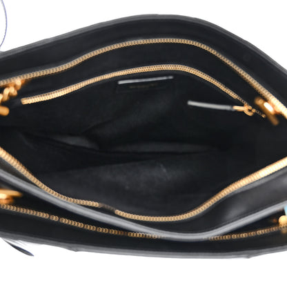 Saint Laurent Grain de Poudre Matelasse Chevron Medium Tribeca Shopping Bag Black 6 of 11