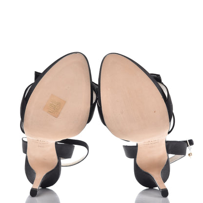 Christian Dior Satin Pearl Bow Anniversary Ankle Strap Sandals 38.5 Black 7 of 10